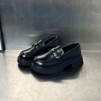 Damen Loafers Bequem Klobige Sohle Elegante Schnalle