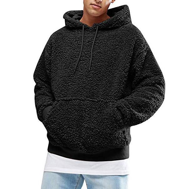 Herren Hoodie Teddyfleece Lässig mit Kängurutasche