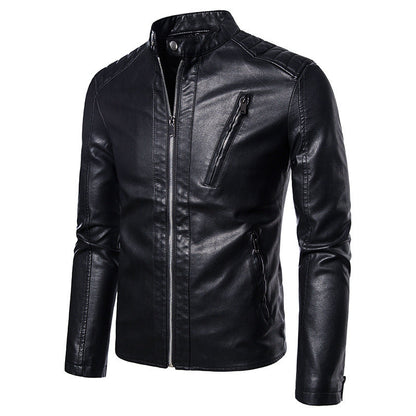 Herren Lederjacke Modern mit Nieten und Steppdetails