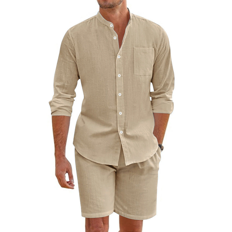 Herren Sommerhemd mit Shorts Set Leicht Modern