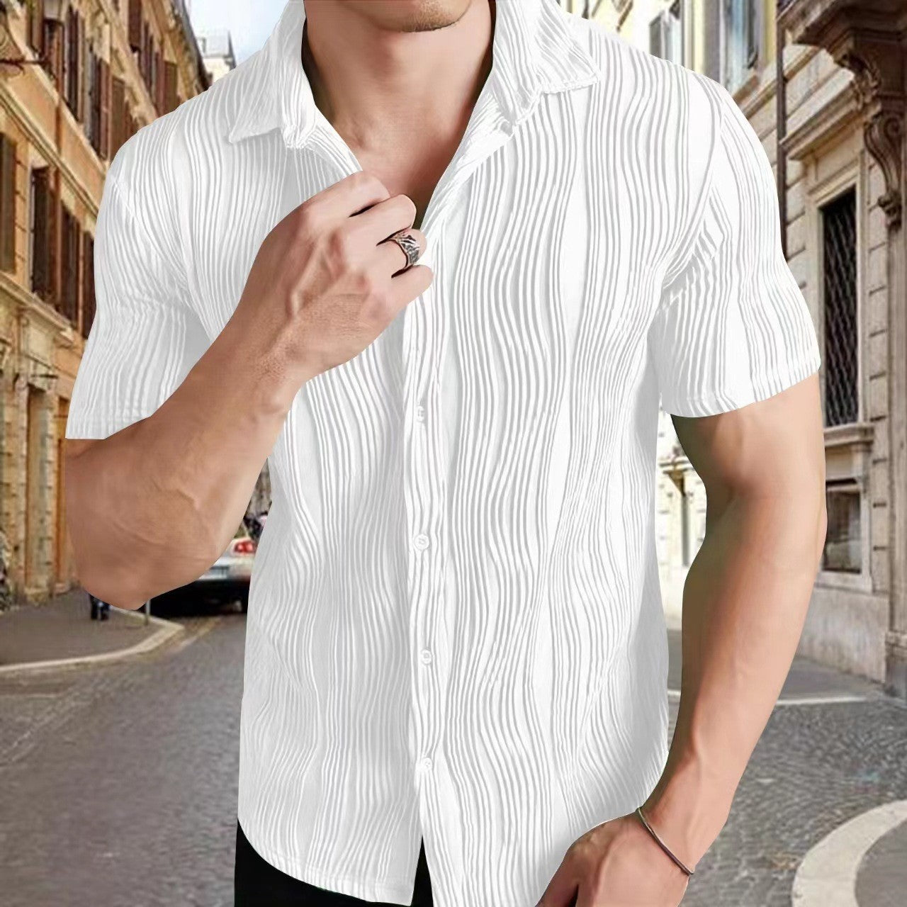 Herren Kurzarm Hemd Modern Sommer - BerlinGlamour