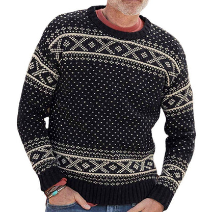 Herren Pullover Norweger Muster Hochkragen Warm