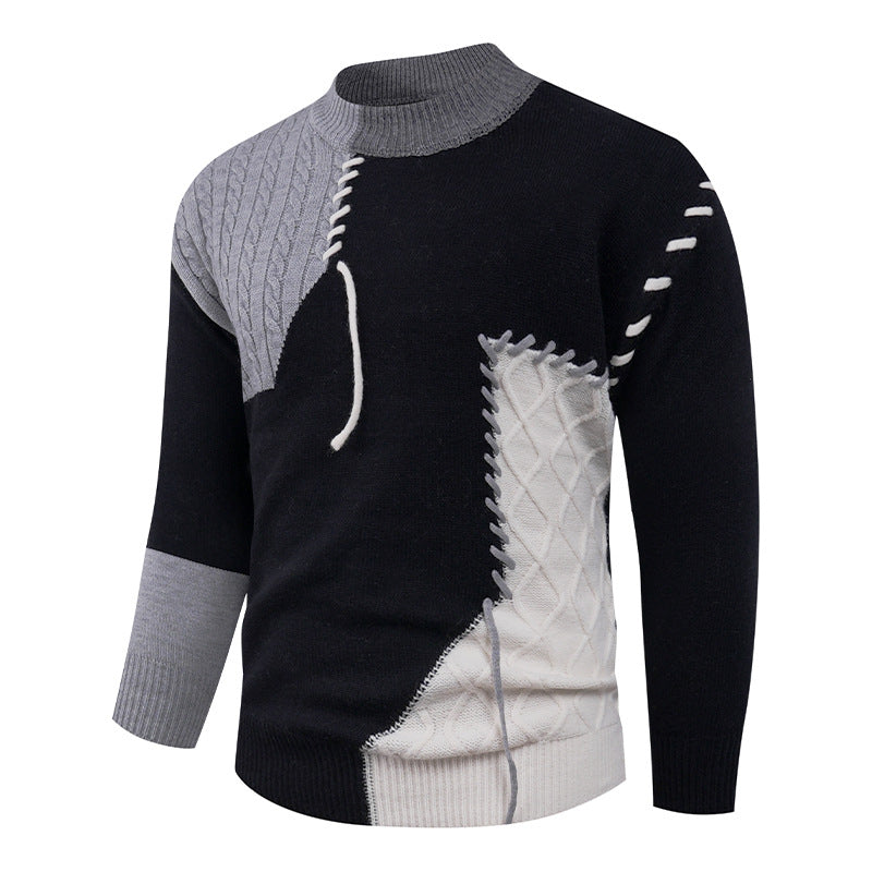 Modernes Herren Strickoberteil mit Zopfmuster und Asymmetrie