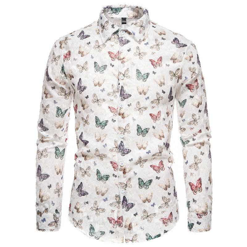 Herren Hemd Langarm Floralmuster Modern Elegant
