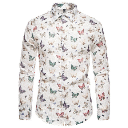 Herren Hemd Langarm Floralmuster Modern Elegant