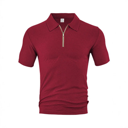 Herren Poloshirt Strukturiert Modern Reißverschluss
