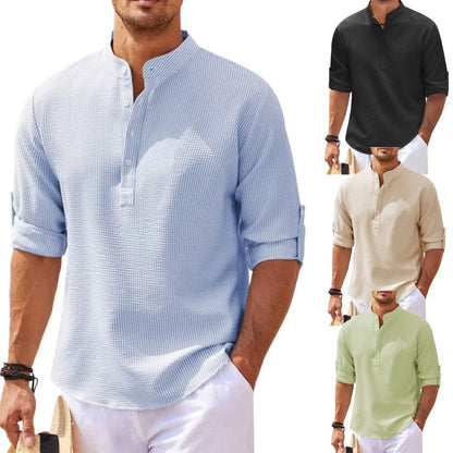 Herren Langarmhemd mit Struktur Modern Lässig Style
