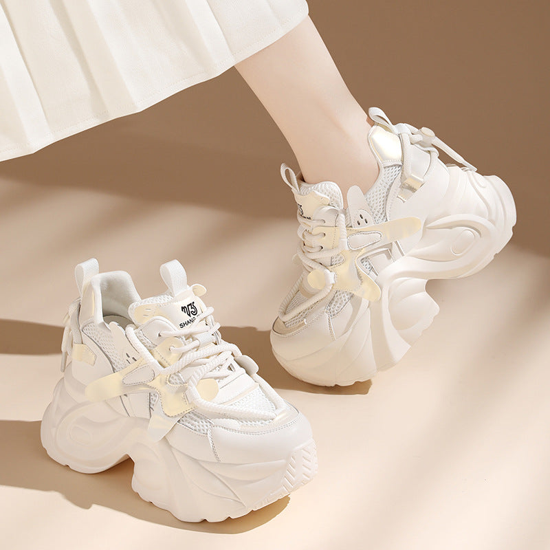 Damensport-Sneaker Laufschuhe mit dicker Sohle atmungsaktiv
