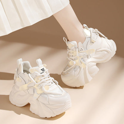 Damensport-Sneaker Laufschuhe mit dicker Sohle atmungsaktiv