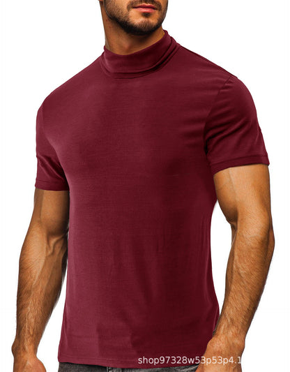 Herren T-Shirt Kurzarm Modern mit Rollkragen Trendy