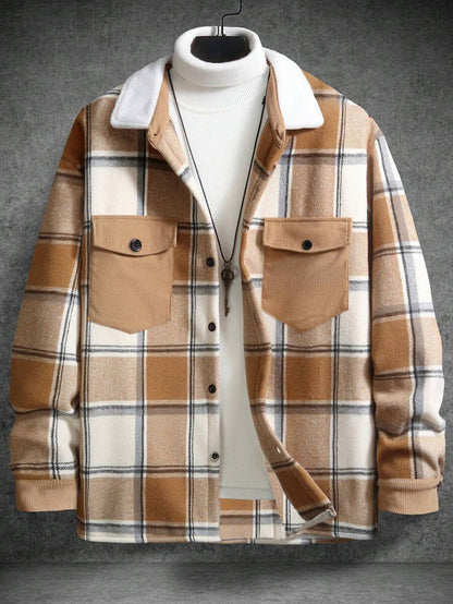 Herren Flanelljacke Karo mit Brusttaschen Weich