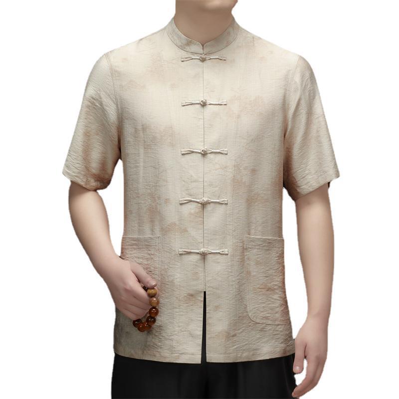 Herren Hemd Kurzarm Stehkragen Elegannt Berlin Style