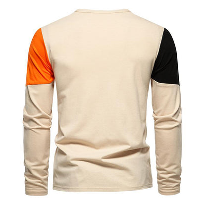 Herren T-Shirt Langarm Farbblock Design Modern