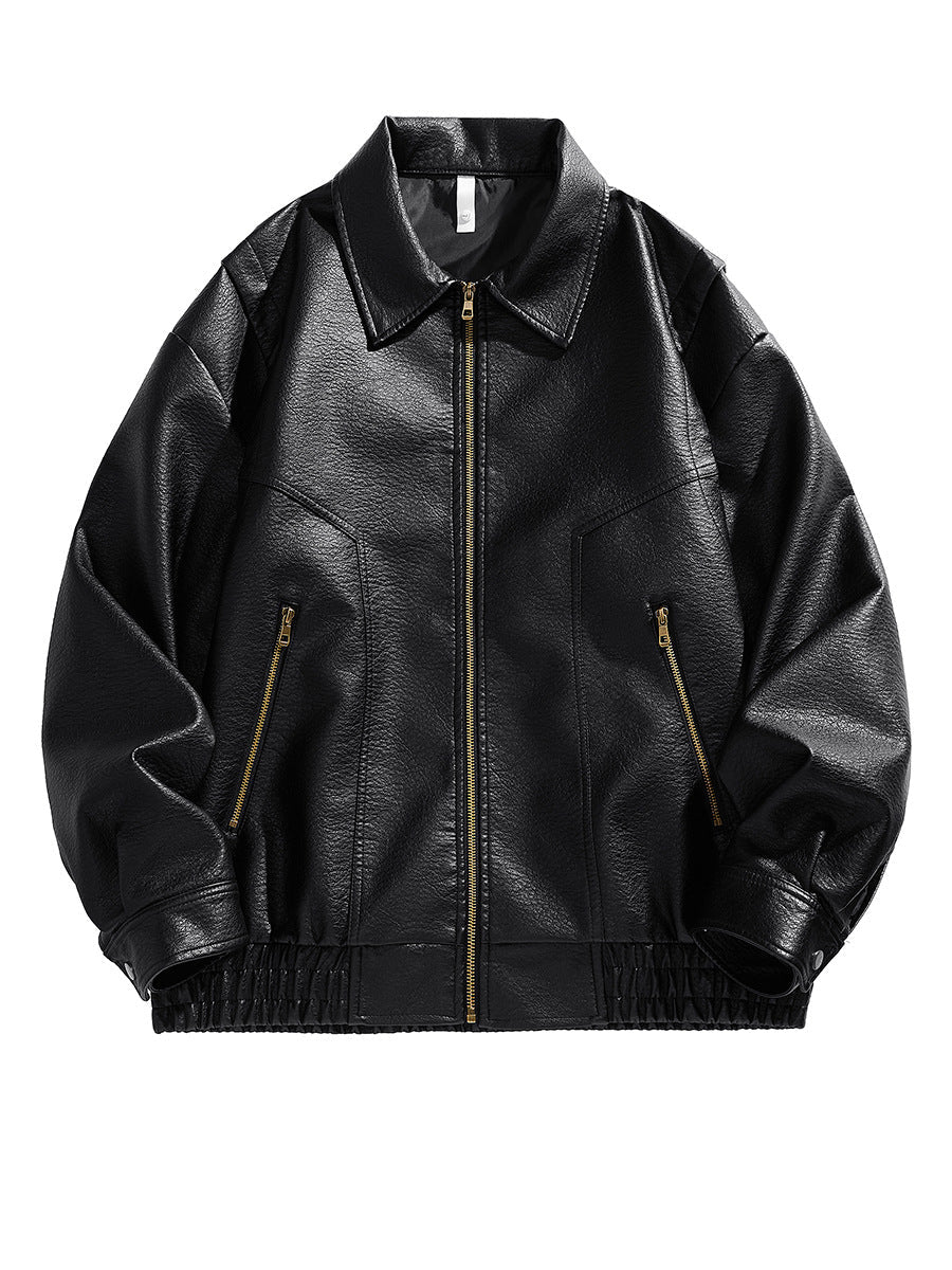 Lederjacke Herren Kurz Lederjacke Elastisch Mit Taschen