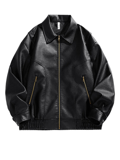 Lederjacke Herren Kurz Lederjacke Elastisch Mit Taschen