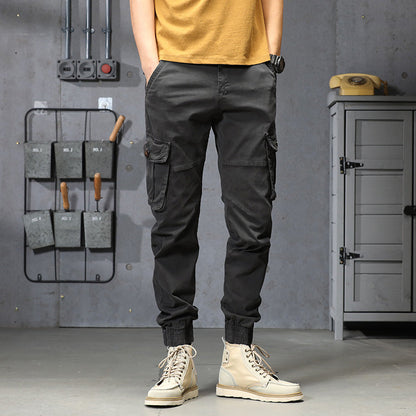 Herren Cargo-Hose Elastisch Reißverschluss Taschen Bequem