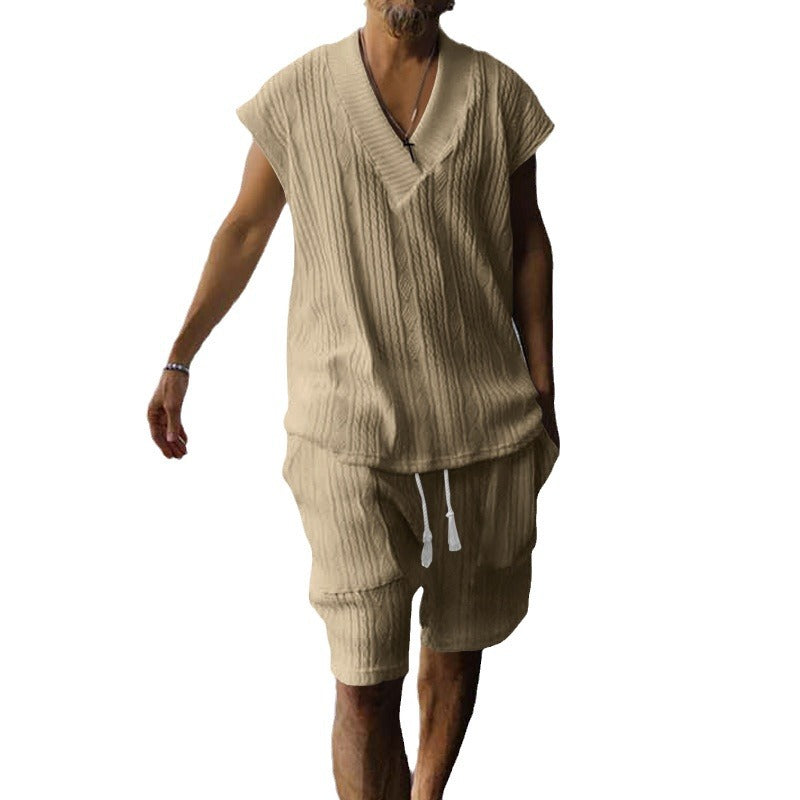 Herren Urlaubsshirt Elastisch V-Ausschnitt Modern