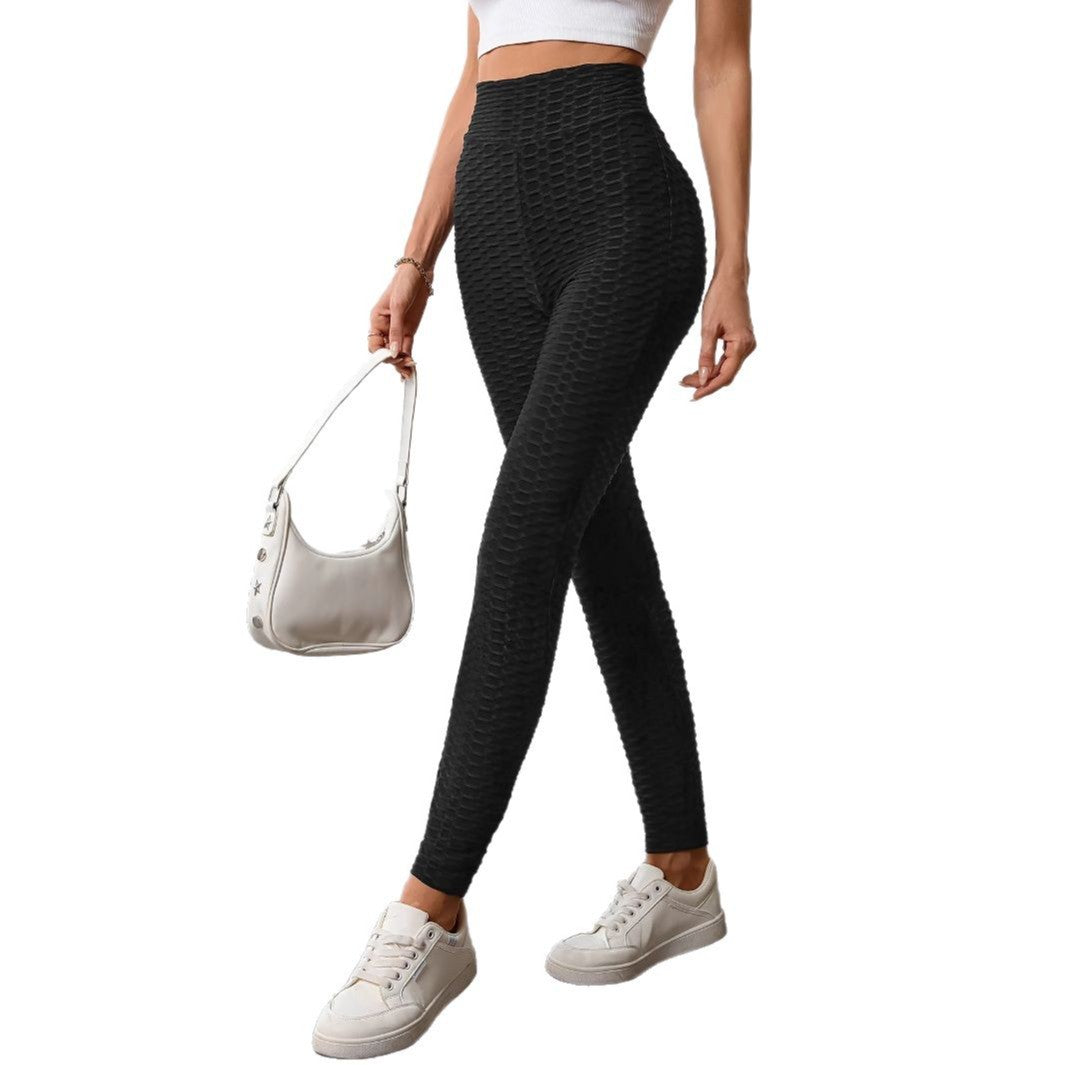 Damen Sportleggings Hochtaillierte Strukturiert Fitnesshose