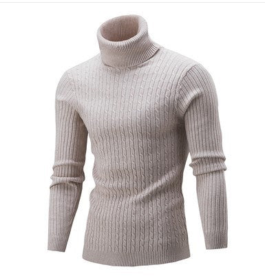 Herren Rollkragenpullover Zopfmuster Eleganz Schwarz