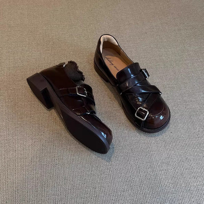 Damen Schnürschuhe Glänzend Modisch mit Riemen