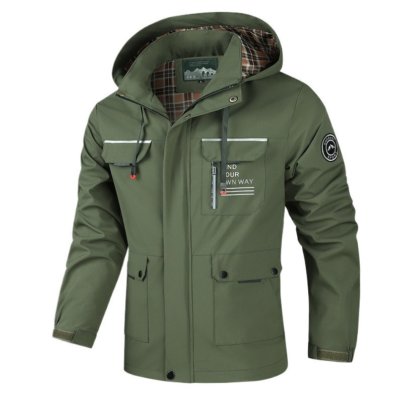 Herren Outdoorjacke Wetterfest mit Kapuze und Taschen