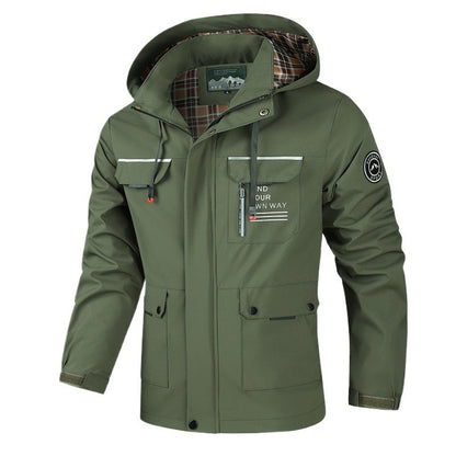 Herren Outdoorjacke Wetterfest mit Kapuze und Taschen