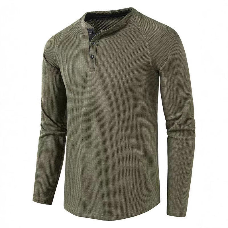 Herren Baumwollshirt Langarm Strukturiert Modern