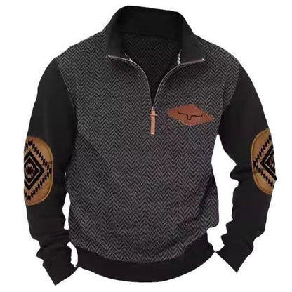 Herren Pullover Modern Kontrastkragen mit Patches