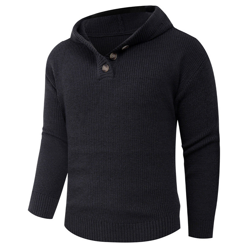 Herren Pullover Schalkragen Elegante Knöpfe Modern