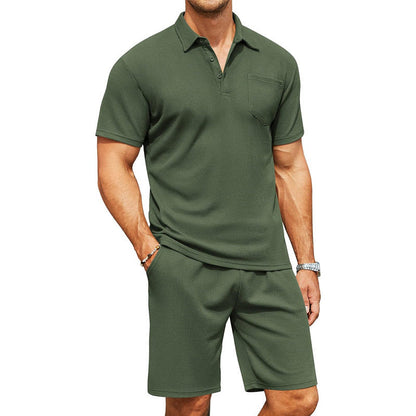 Herren Sportsatz Polohemd Shorts Freizeitbekleidung