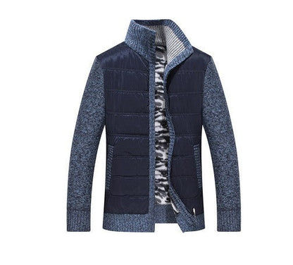 Herren Steppjacke Modern Strickdetails Hochkragen Winter