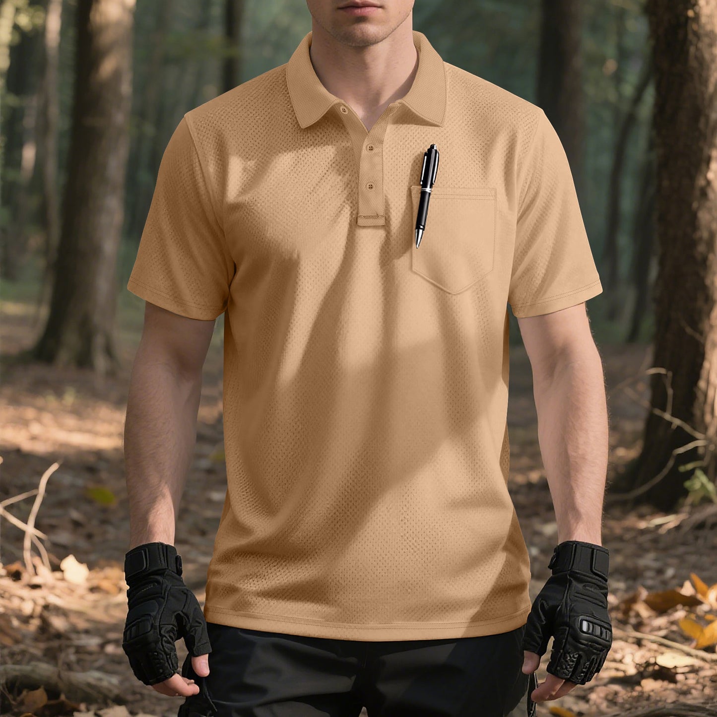 Herren Polo-Shirt atmungsaktiv mit Brusttasche Sportlich Modern