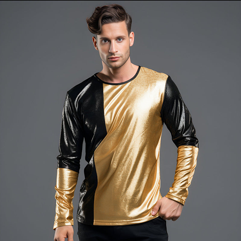 Herren Langarmshirt Metallic Modern mit Kontrasten Elegant - BerlinGlamour