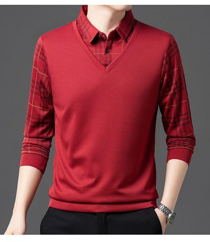 Herren Pullover Eleganter V-Ausschnitt Strukturierte Ärmel