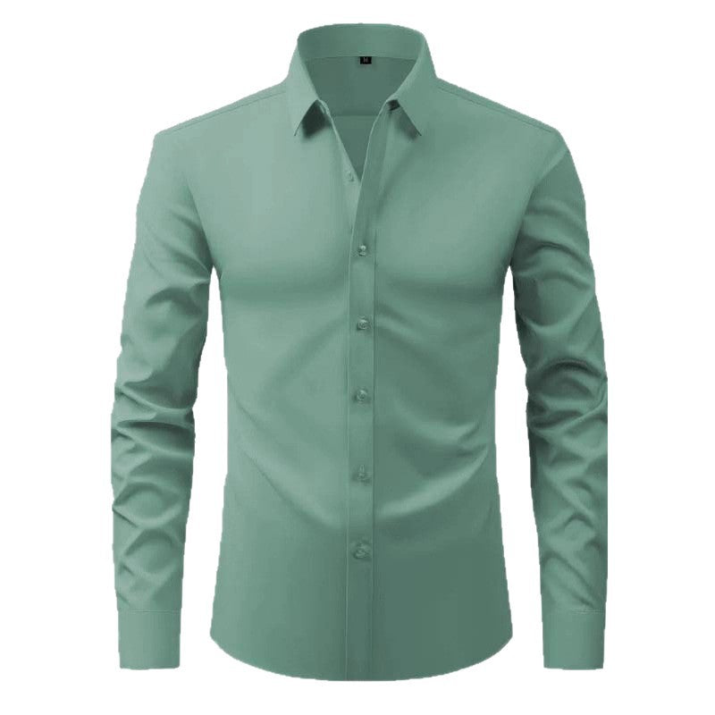 Herren Hemd Langarm Modernes Design Schwarzes Slimfit