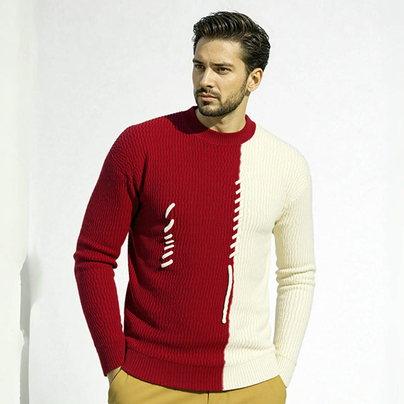 Herren Strickpullover Modern mit Kontrast-Muster und Struktur-Design