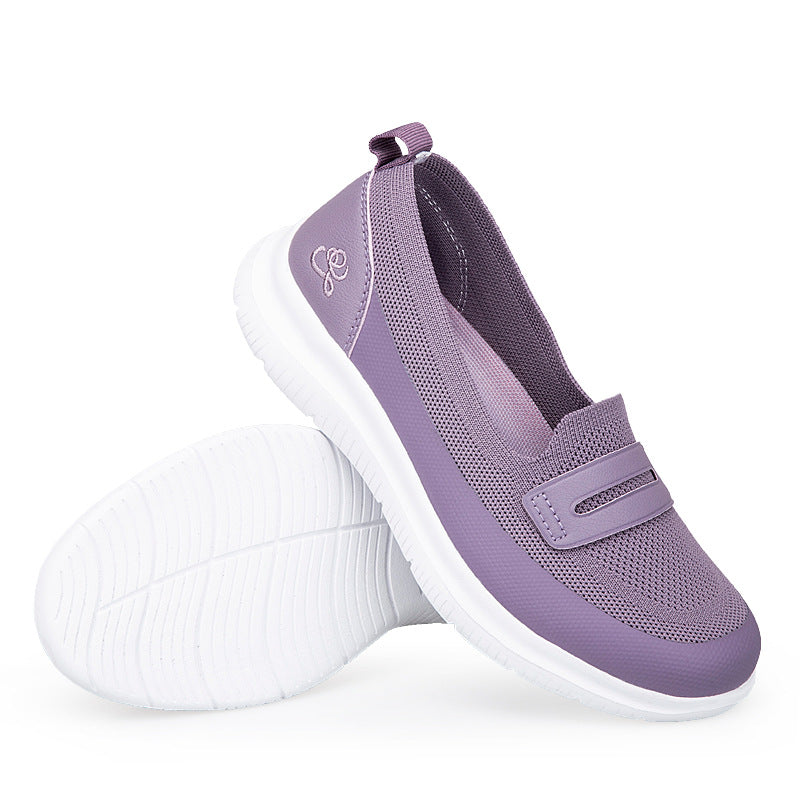 Damen Sneaker Atmungsaktiv Bequem Slip-On Weiss