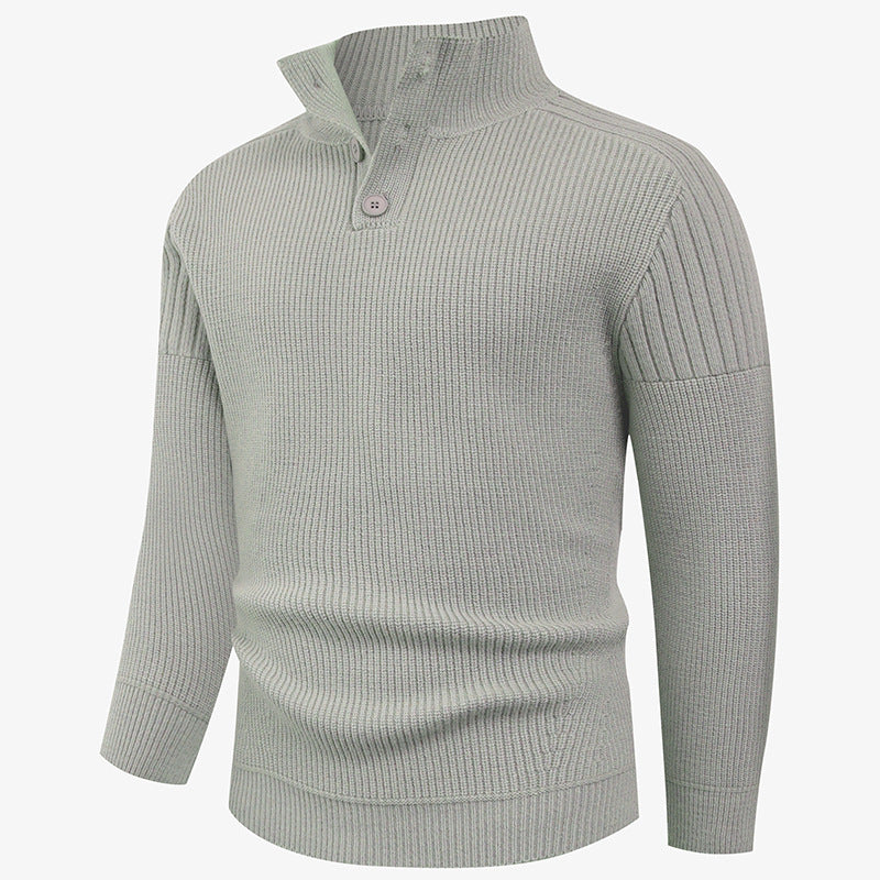Herren Pullover Strick mit Hochkragen und Knöpfen Modern