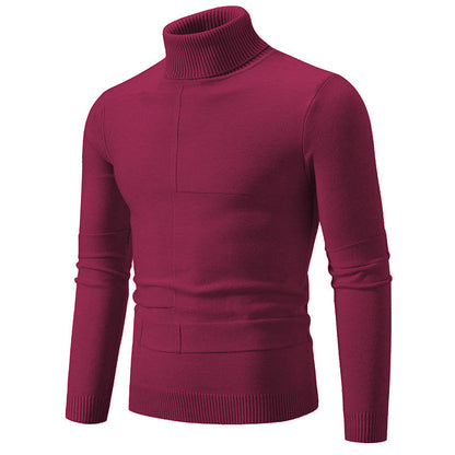 Herren Strickpullover Hochabschließend Modisch Schwarzer Oversized