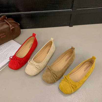 Damen Ballerinas Bequem Ledersohle Zierliche Schleife