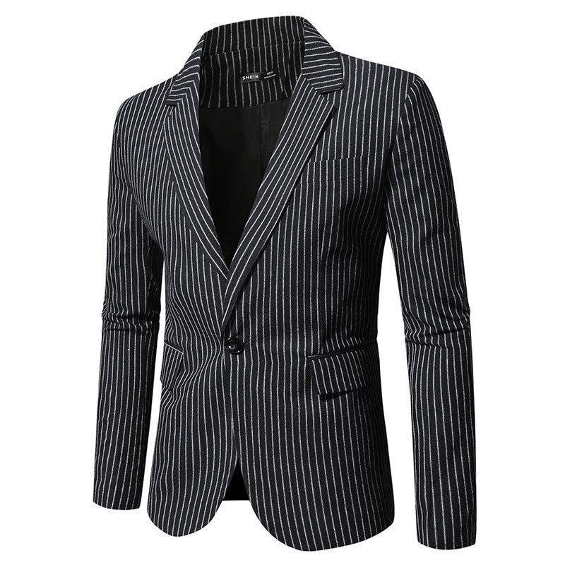 Herren Anzugjacke Moderne Streifenmuster Elegant Schwarz