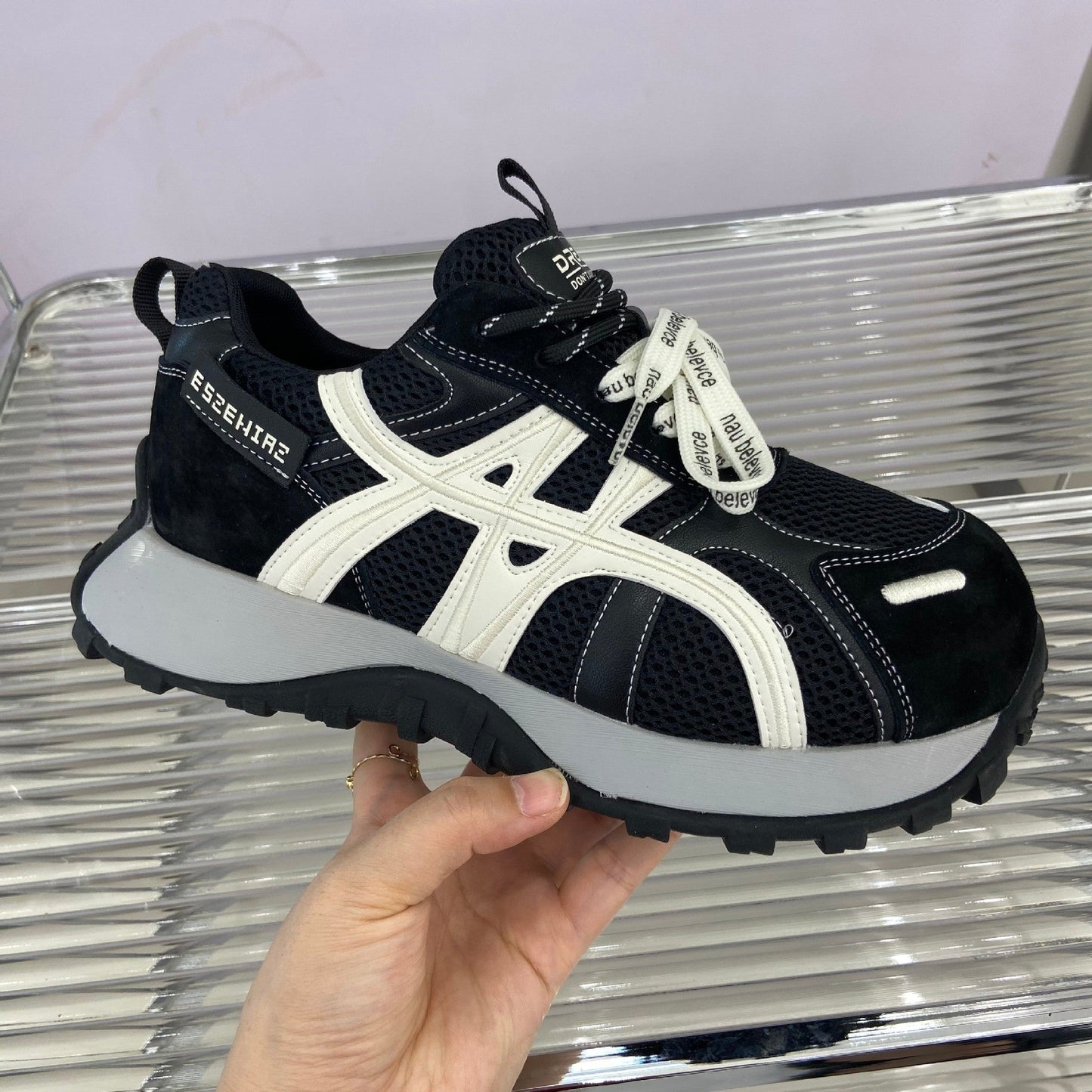 Damen Sneaker Sportlich Plateau atmungsaktiv