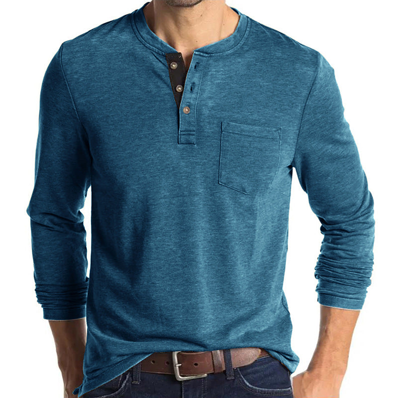 Herren Langarmshirt Modern Knopfdetails Elegant