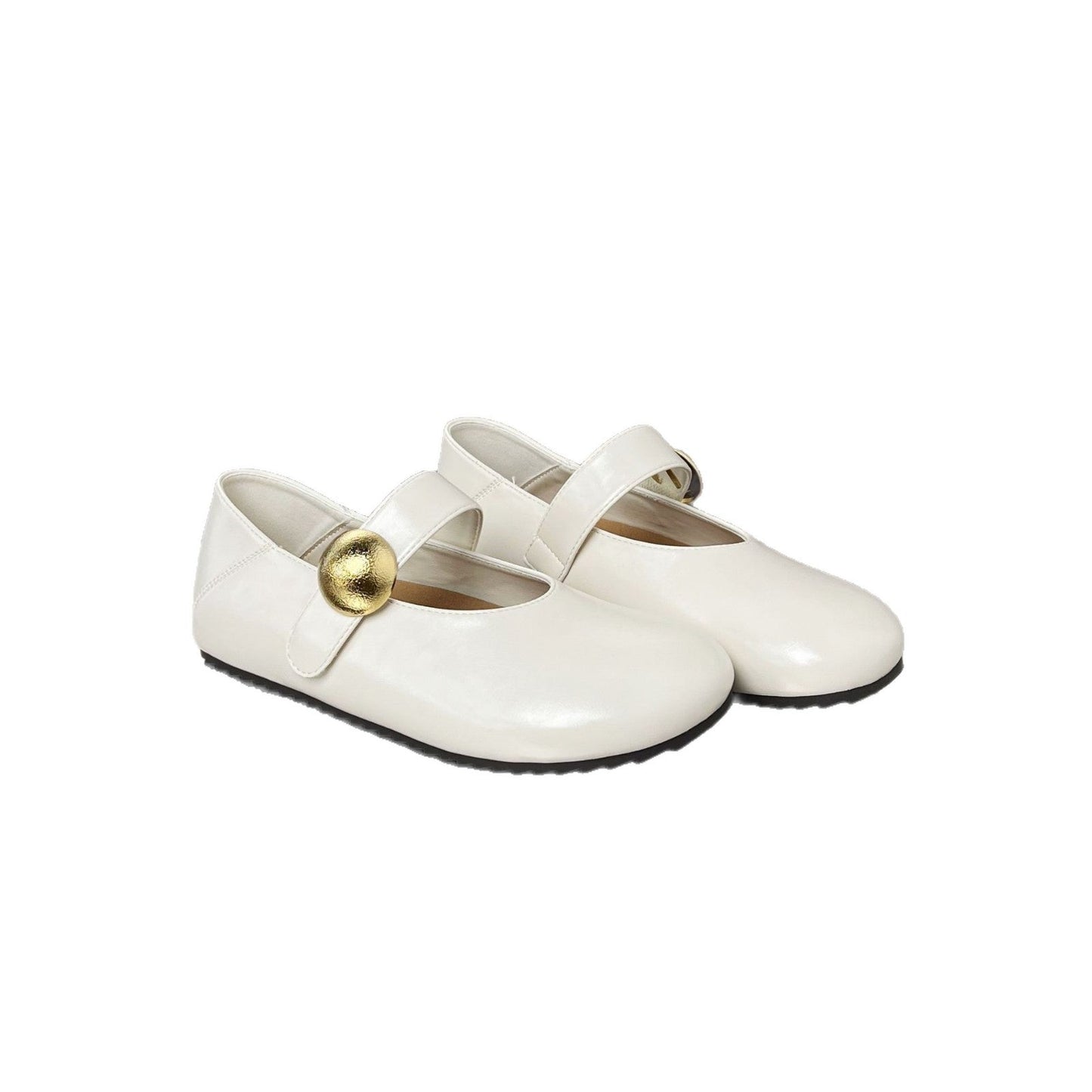 Damen Ballerinas Elegante Riemen Schuhe Goldene Schnalle