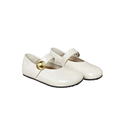 Damen Ballerinas Elegante Riemen Schuhe Goldene Schnalle