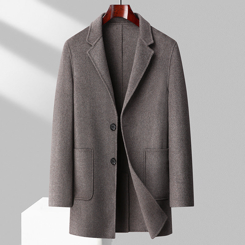 Herren Wollmantel Eleganter Wintermantel mit Taschen