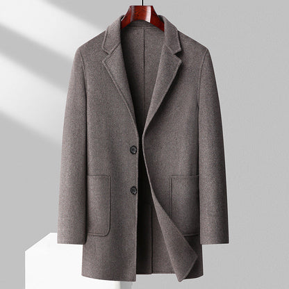 Herren Wollmantel Eleganter Wintermantel mit Taschen