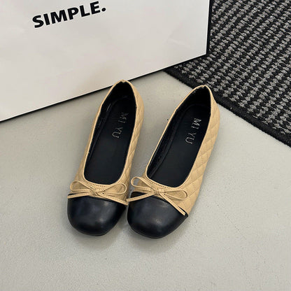 Damen Ballerinas Elegant mit Schleifendetail und Kontrastzehen - BerlinGlamour