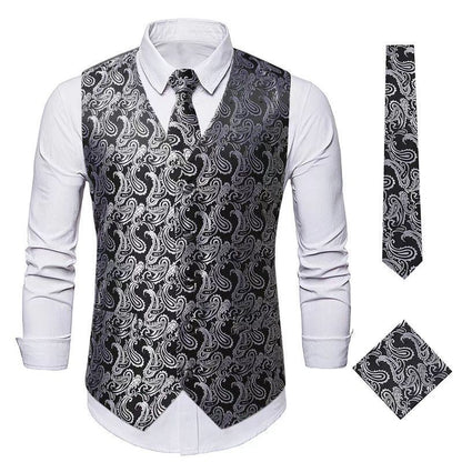 Herren Weste Elegant Paisley Muster Schlank
