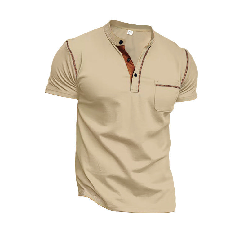 Herren Kurzarm-Shirt mit Kontraststreifen und Brusttasche Modern